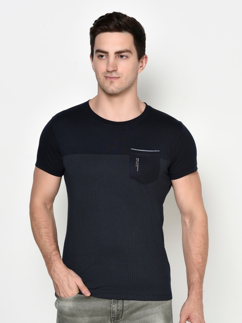 

Octave Men Navy Blue & White Printed Cotton T-shirt