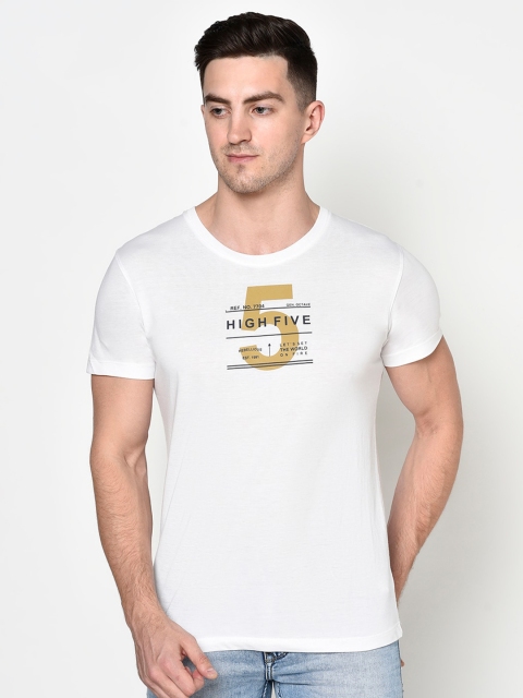

Octave Men White Typography Printed Cotton T-shirt