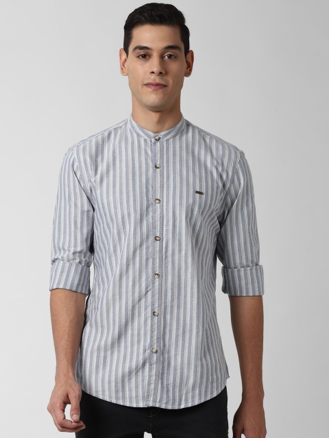 

Peter England Casuals Men Grey Slim Fit Striped Casual Shirt