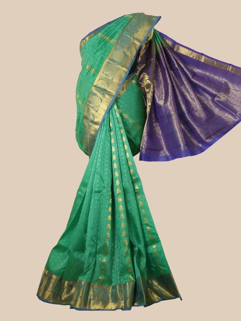 

Pothys Green & Violet Woven Design Zari Pure Silk Kanjeevaram Saree