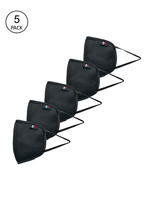 

Priority Unisex Pack Of 5 Black Solid 6-Ply Protective Outdoor Masks