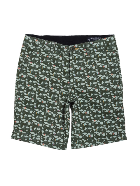 

Allen Solly Junior Boys Green Printed Mid-Rise Regular Shorts