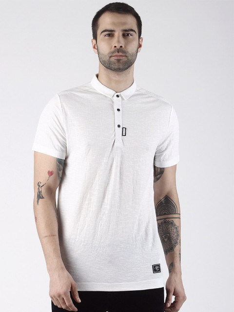 

Rex Straut Jeans Men White Mandarin Collar Slim Fit T-shirt