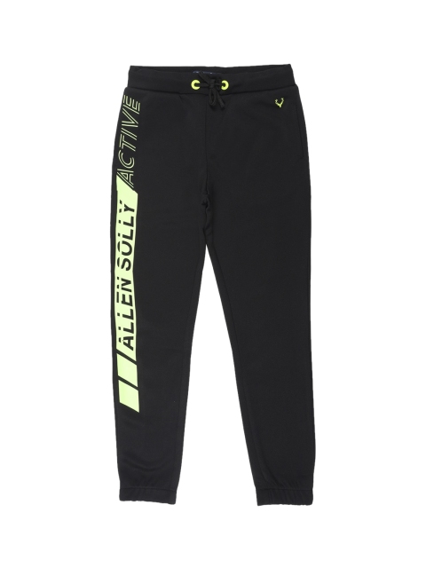

Allen Solly Junior Boys Black Brand Logo Printed Track Pants