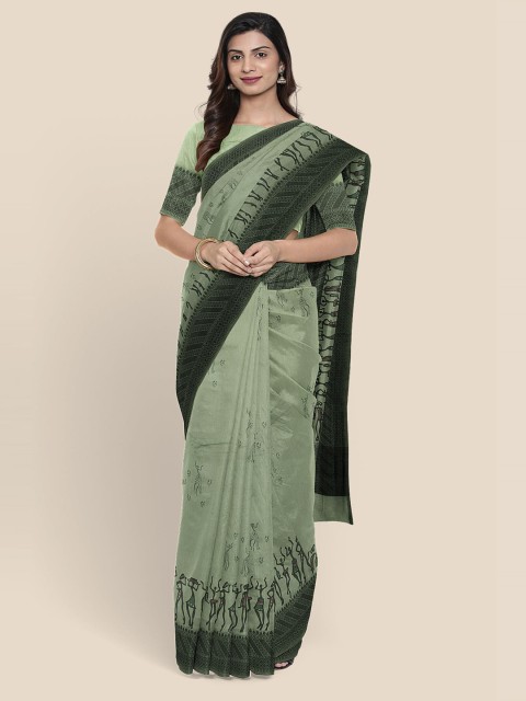 

Kalamandir Green & Black Ethnic Motifs Cotton Blend Saree