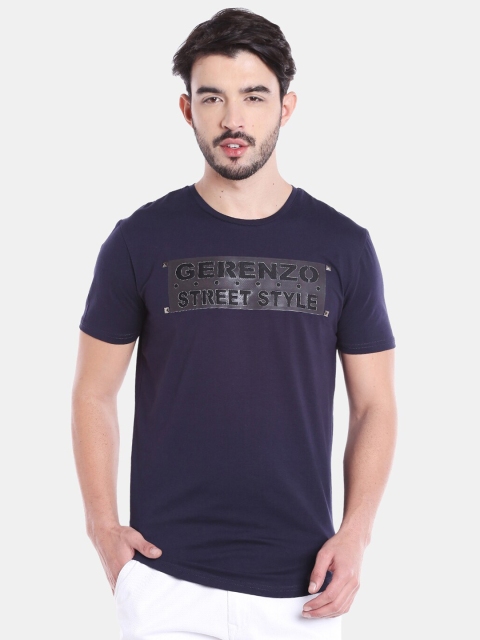 

Rex Straut Jeans Men Blue Typography Printed T-shirt