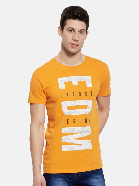 

Octave Men Mustard Typography Printed T-shirt