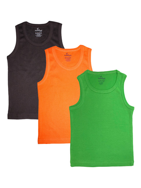 

KiddoPanti Boys Pack Of 3 Solid Pure Cotton Rib Innerwear Vests, Charcoal