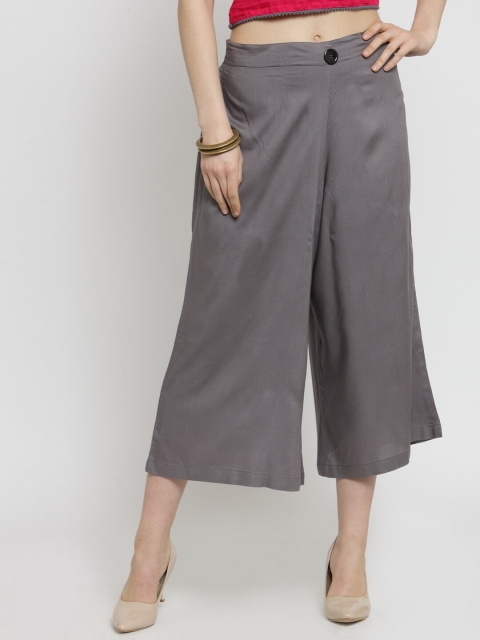 

KSUT Women Grey Cropped Ethnic Palazzos