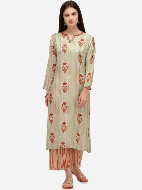 

Seerat Women Green Floral Printed Kurta with Palazzos