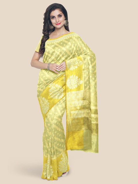 

Kalamandir Green & Yellow Woven Design Banarasi Saree