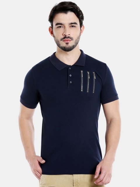 

Rex Straut Jeans Men Blue Polo Collar Slim Fit T-shirt