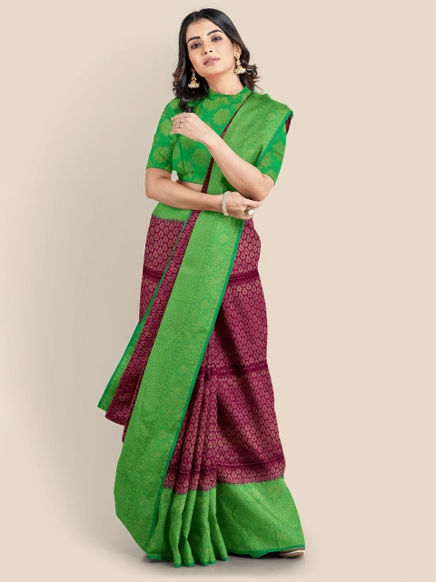 

Kalamandir Maroon & Green Silk Blend Saree