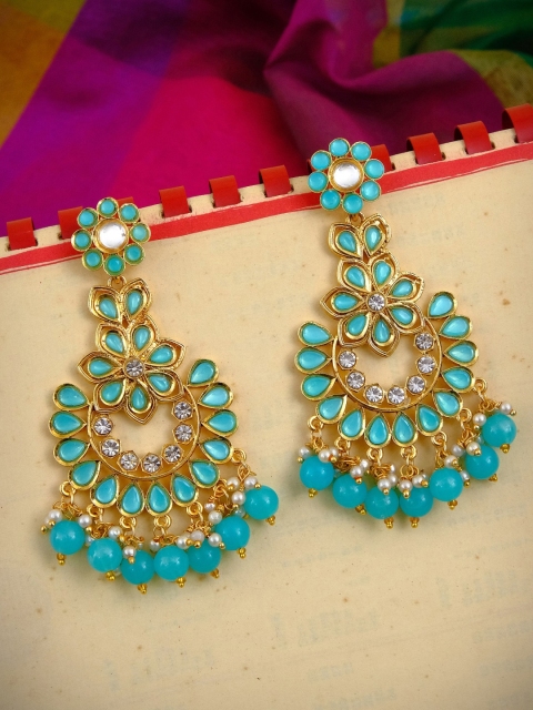 

Crunchy Fashion Gold-Plated & Blue Classic Drop Earrings