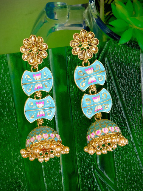 

Crunchy Fashion Gold Contemporary Jhumkas Earrings
