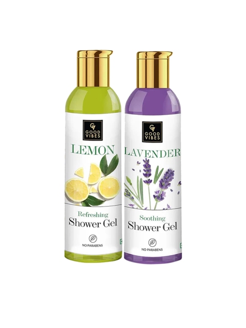 

Good Vibes Refreshing Shower Gels Combo Kit - Lavender 200 ml, Lemon 200 ml, White