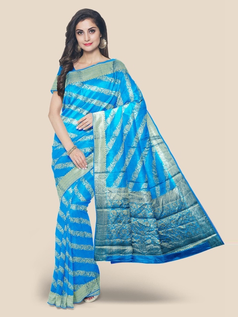 

Kalamandir Blue & Golden Woven Design Silk Blend Banarasi Saree