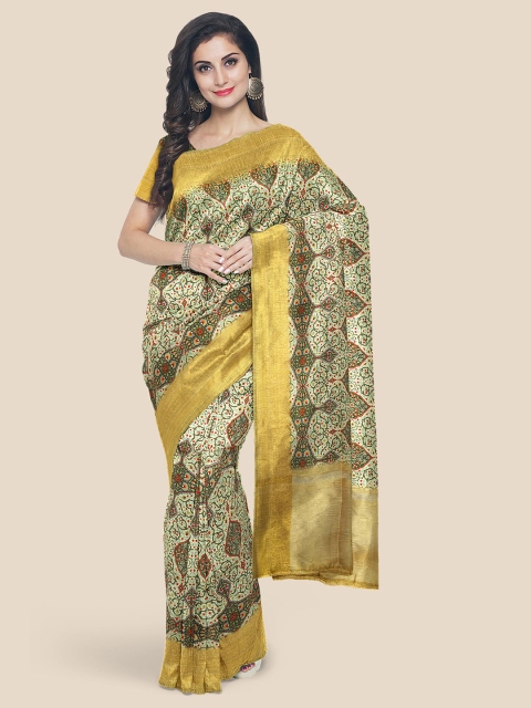 

Kalamandir Green Ethnic Motifs Banarasi Saree