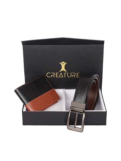 

Creature Men Black & Brown Solid Accessory Gift Set
