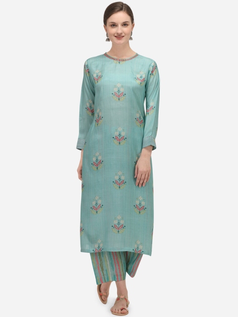 

Seerat Women Blue Floral Printed Kurta with Palazzos