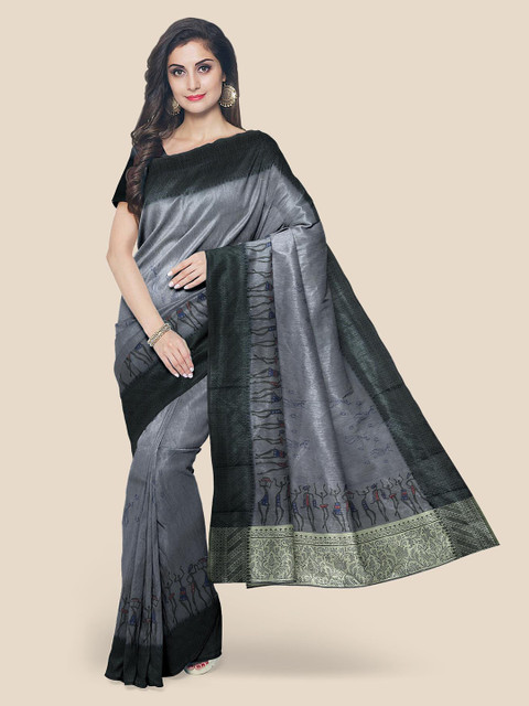 

Kalamandir Grey & Black Ethnic Motifs Saree