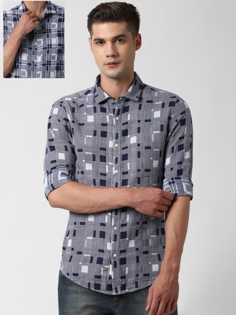 

Peter England Casuals Men Grey Slim Fit Checked Casual Shirt
