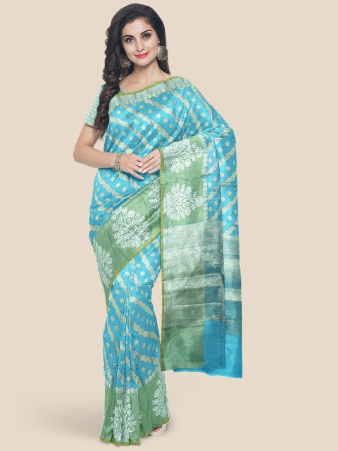 

Kalamandir Blue & Green Woven Design Zari Banarasi Saree