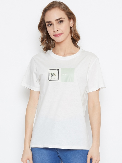 

Madame Women Off White Printed Regular Top