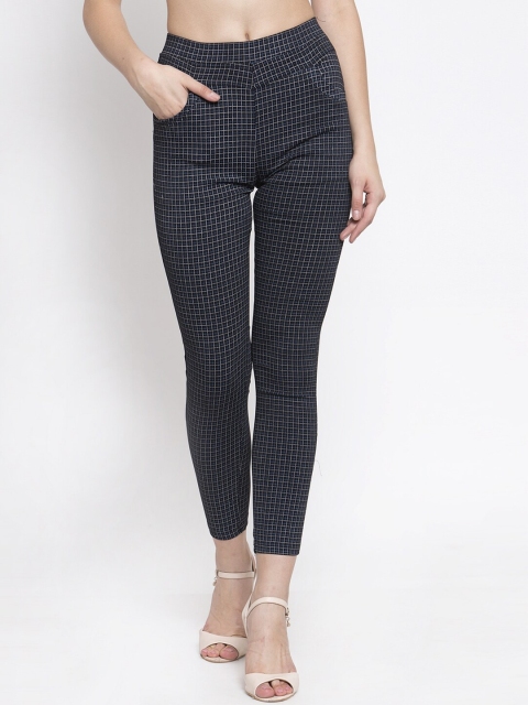 

Global Republic Woman Black & Blue Checked Relaxed-Fit Treggings