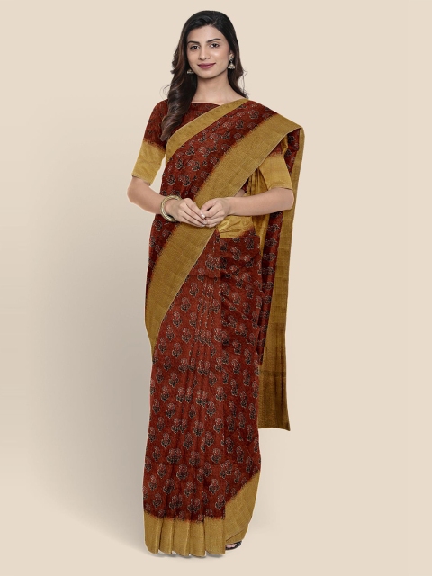 

Kalamandir Brown & Gold-Toned Ethnic Motifs Zari Saree