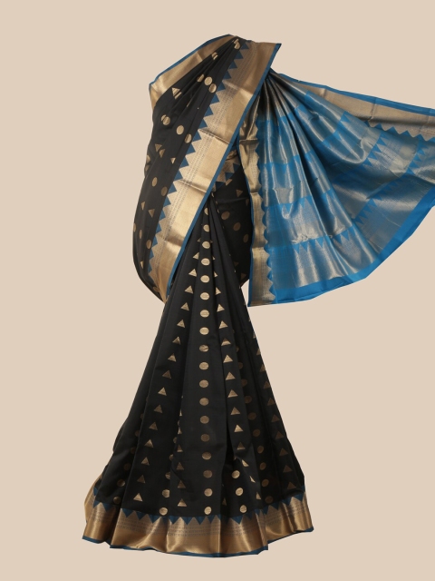 

Pothys Black & Blue Woven Design Zari Pure Silk Kanjeevaram Saree