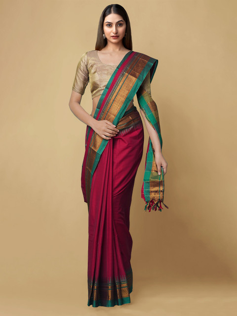 

Unnati Silks Red Woven Design Silk Cotton Narayan Peth Saree