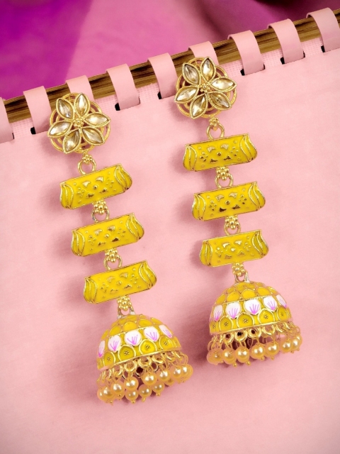 

Crunchy Fashion Gold Contemporary Jhumkas Earrings