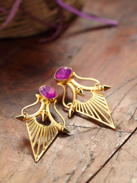 

DIVA WALK Gold-Plated & Purple Contemporary Drop Earrings