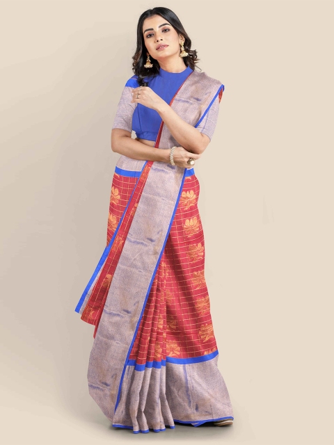 

Kalamandir Coral & Blue Ethnic Motifs Saree