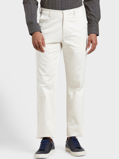 

ColorPlus Men Off White Tapered Fit Regular Trousers