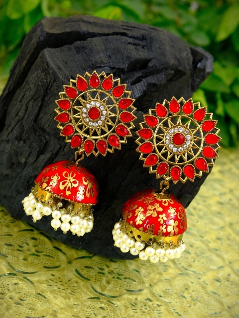 

Crunchy Fashion Gold Contemporary Jhumkas Earrings