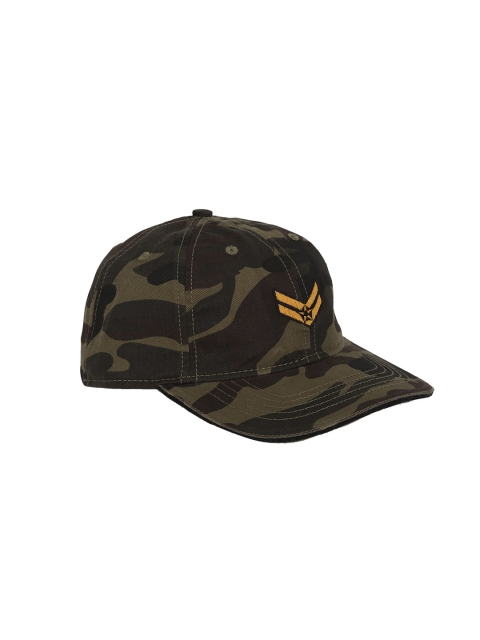 

Peter England Men Olive & Black Camouflage Printed Cotton Baseball Cap
