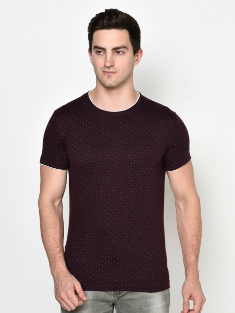 Octave Men Maroon Printed T-shirt