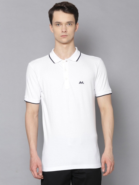 

LINDBERGH Men White Polo Collar Applique Slim Fit T-shirt