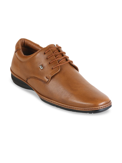 

ID Men Tan Brown Solid Leather Formal Derbys