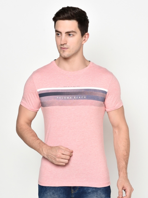 

Octave Men Pink Striped Cotton T-shirt