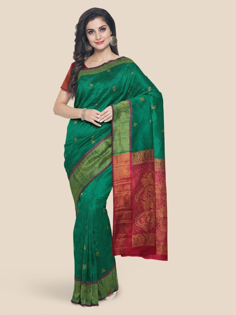 

Kalamandir Green & Pink Woven Design Silk Blend Saree