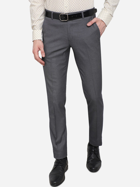 

JADE BLUE Men Grey Slim Fit Formal Trousers