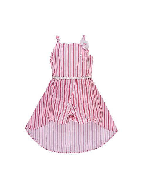 

Wish Karo Pink Striped Georgette A-Line Dress