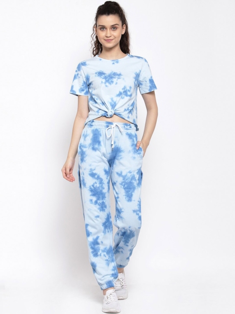 

iki chic Women Blue & White Dyed T-shirt with Pyjamas