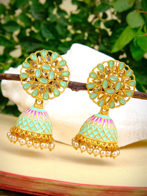 

Crunchy Fashion Gold Contemporary Jhumkas Earrings