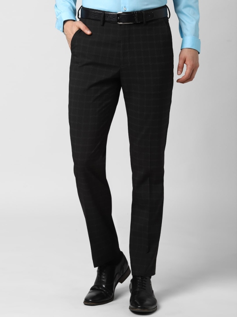 

Peter England Men Black Checked Slim Fit Formal Trousers