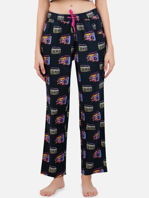 

Smugglerz Women Black BoomBox Cotton Printed Lounge Pant