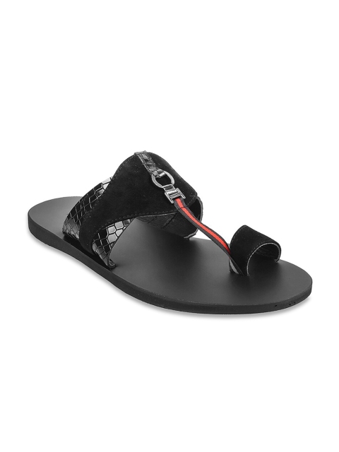 

Mochi Men Black Ethnic Leather Comfort Sandals